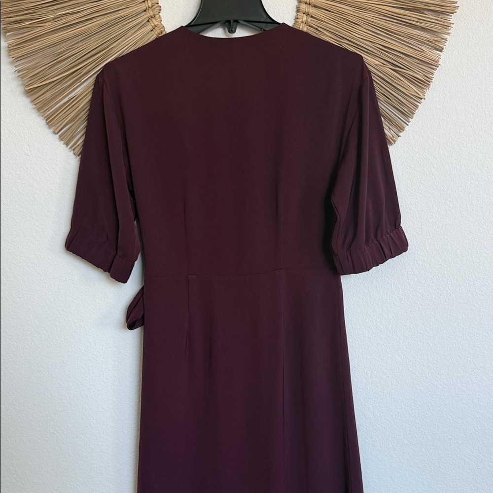 Warehouse Deep Purple Wrap Midi Dress - Picture 13 of 16